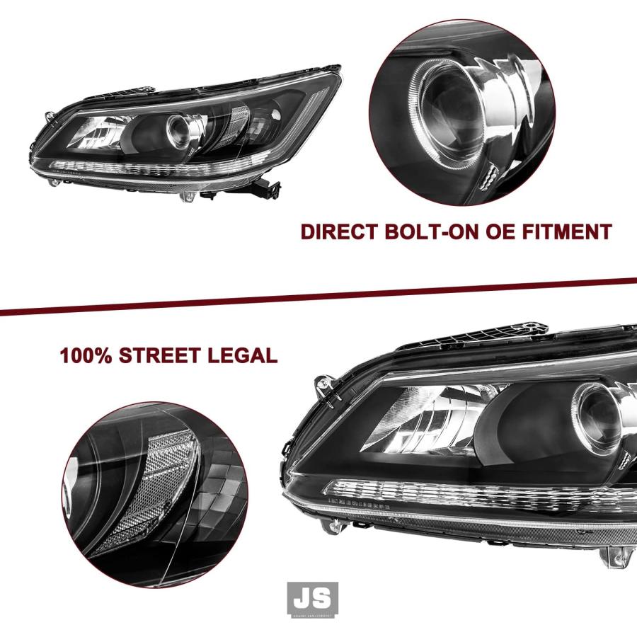 【並行輸入品】JSBOYAT ヘッドライトアセンブリ 交換用 2013 2014 2015 ホンダ アコード セダン LED DRL ドライバーと助手_3
