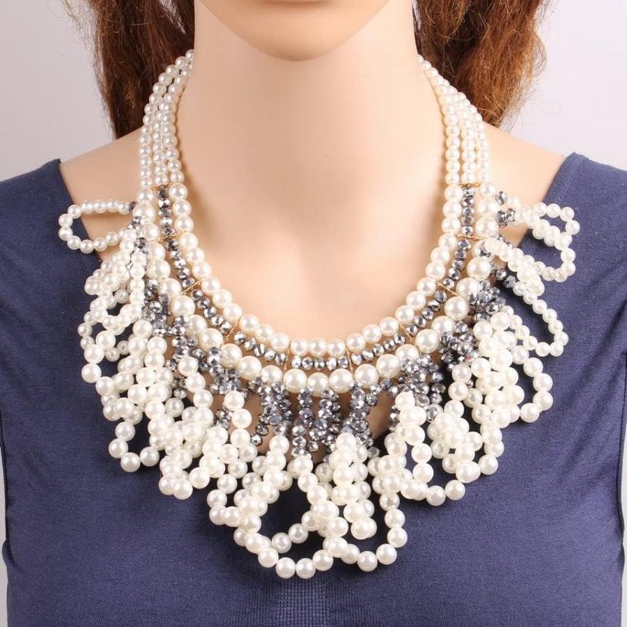 【並行輸入品】SLSFJLKJ Pendant Choker Collar Chunky Pearl Necklace for Women Jewelの画像