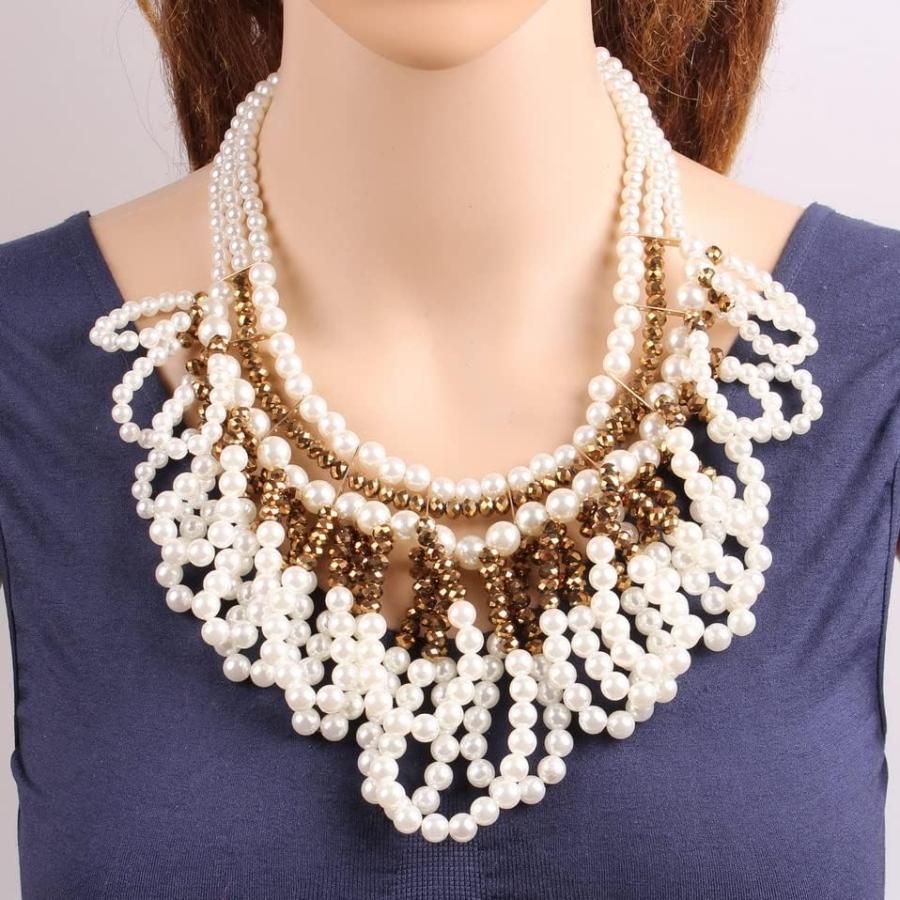 【並行輸入品】SLSFJLKJ Pendant Choker Collar Chunky Pearl Necklace for Women Jewelの画像