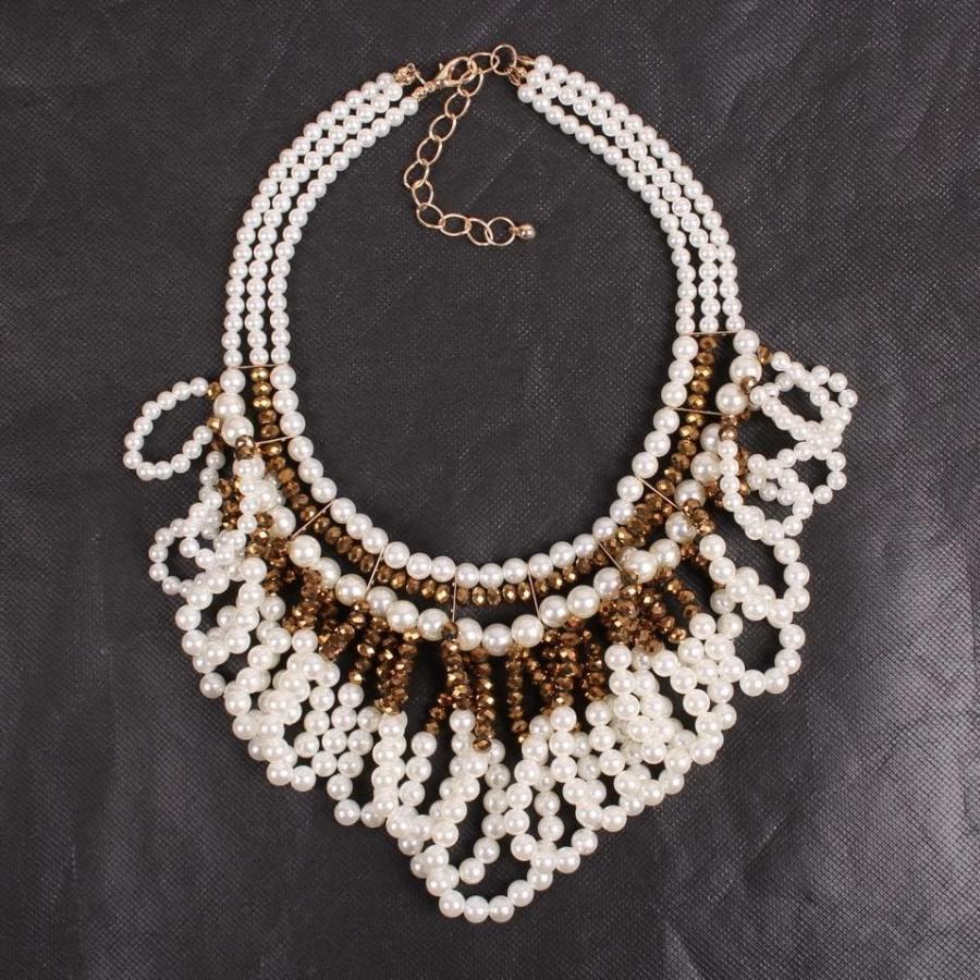【並行輸入品】SLSFJLKJ Pendant Choker Collar Chunky Pearl Necklace for Women Jewelの画像