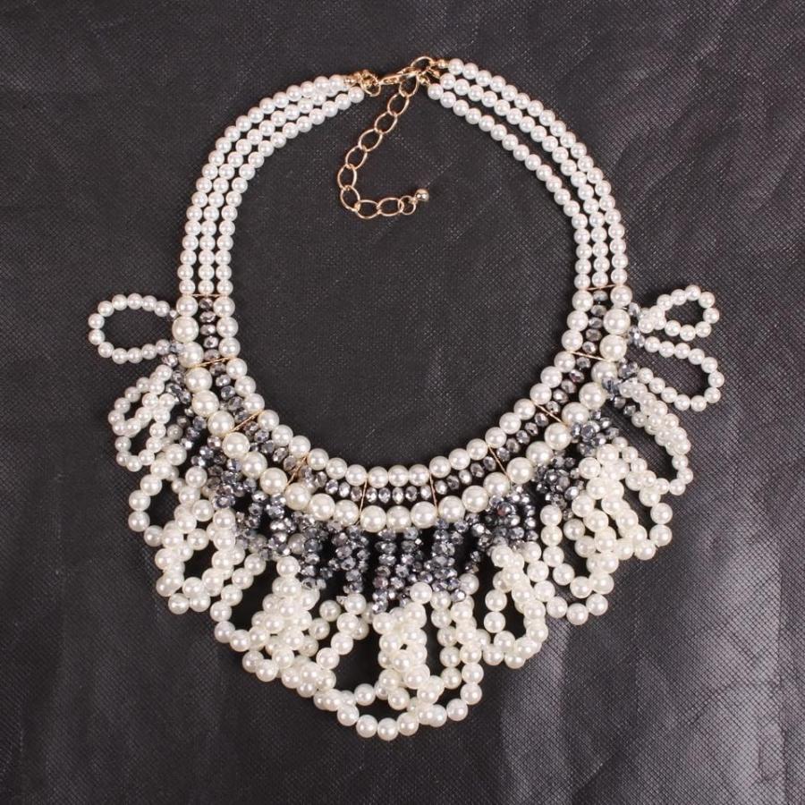 【並行輸入品】SLSFJLKJ Pendant Choker Collar Chunky Pearl Necklace for Women Jewelの画像