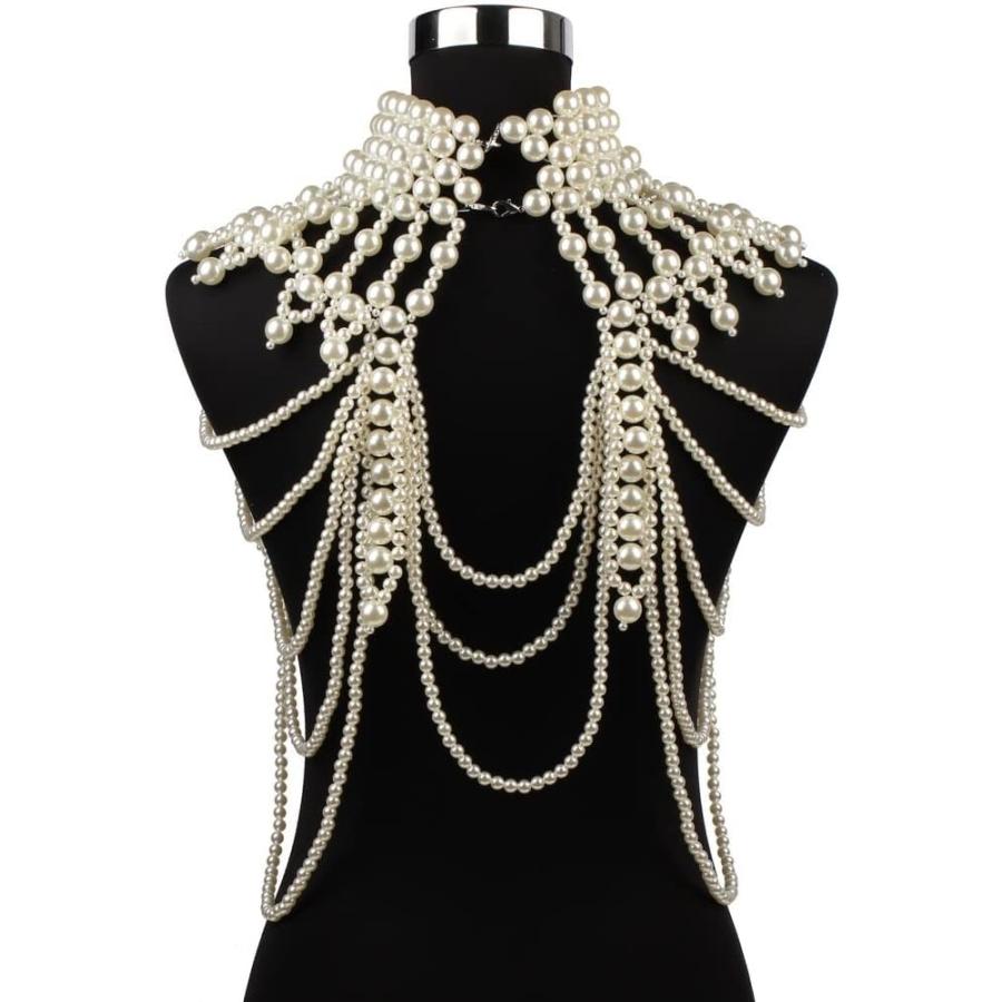 【並行輸入品】SLSFJLKJ Beaded Body Chain Bra Bikini Shoulder Shawl Layered Bib Pen_2