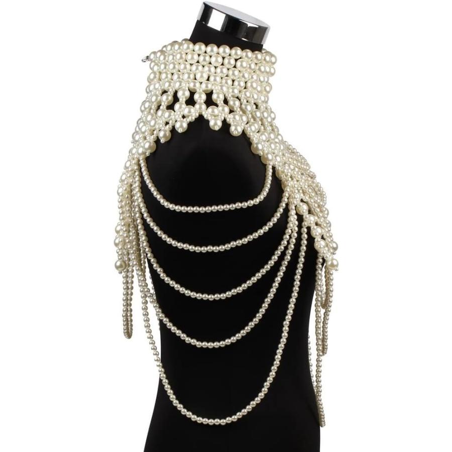 【並行輸入品】SLSFJLKJ Beaded Body Chain Bra Bikini Shoulder Shawl Layered Bib Pen_5