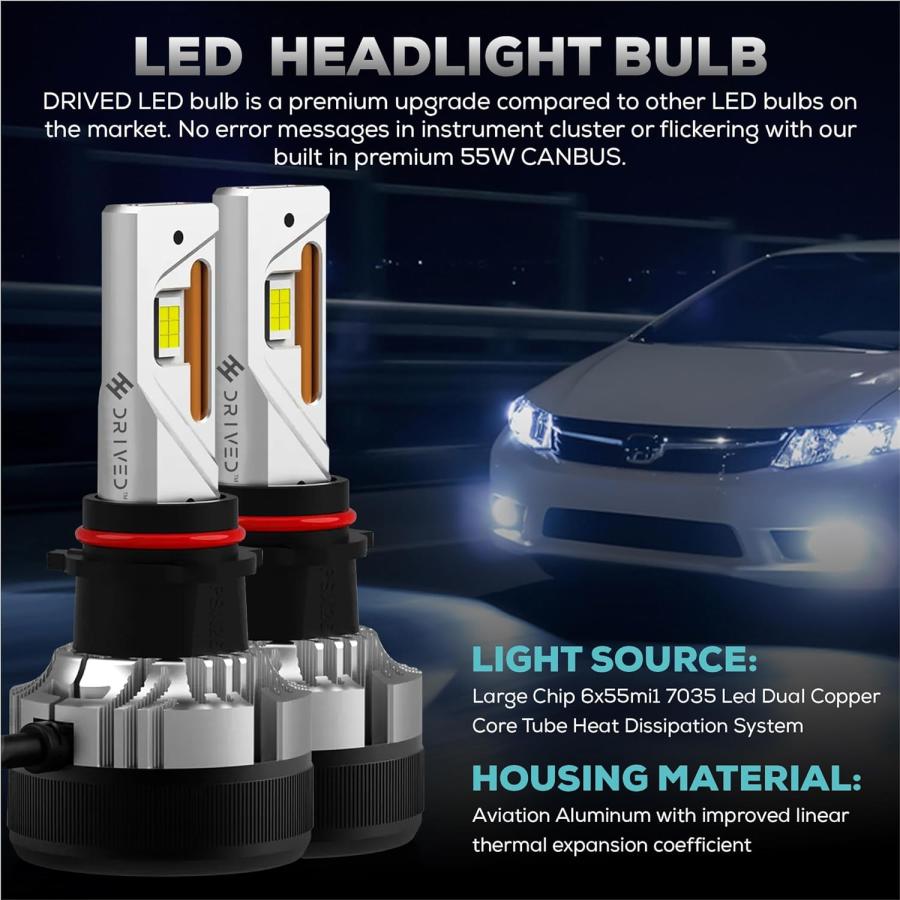 【並行輸入品】DRIVED  LEDヘッドライト   車用高度なLEDライト   IP65防水LED電球   実用的な直接交換電球 6500Kカラーの画像