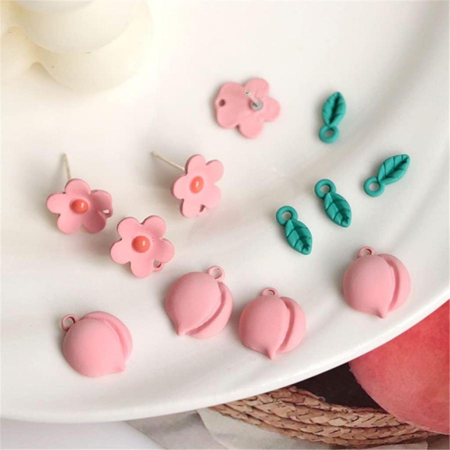 【並行輸入品】DSFEOIGY Summer Sweet Pink Peach Jewelry Pendant Handmade DIY Earrinの画像