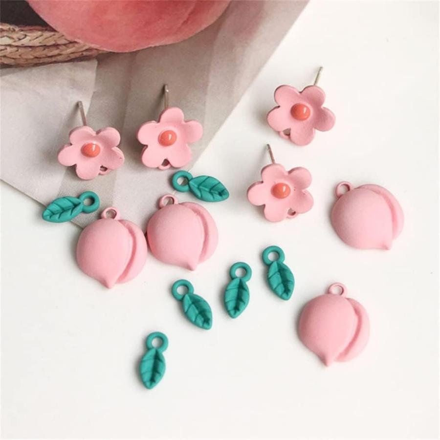 【並行輸入品】DSFEOIGY Summer Sweet Pink Peach Jewelry Pendant Handmade DIY Earrinの画像