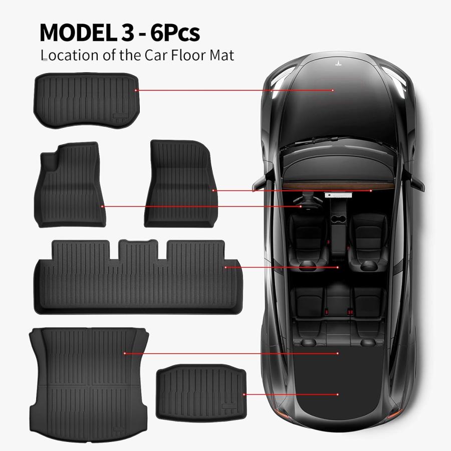 ☆テスラモデル3 フロアカーペット 純正 美品☆ 並行輸入品】テスラ用フロアマット (6枚 モデル3
