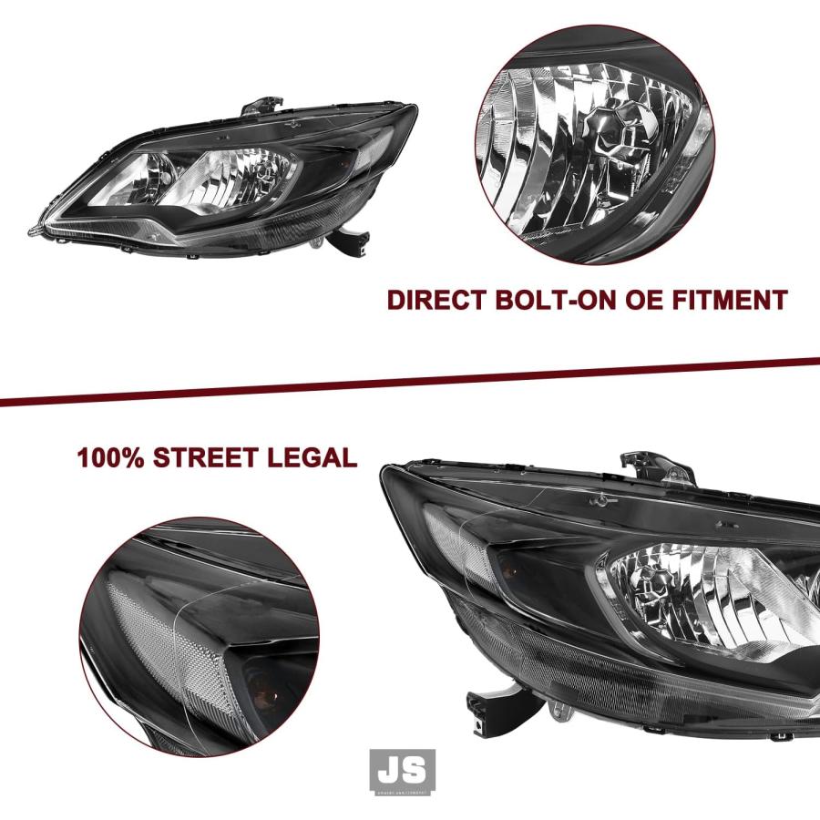【並行輸入品】JSBOYAT ハロゲンヘッドライトアセンブリ 交換用 2014 2015 ホンダ シビック クーペ 2ドア ブラック ハウジング クリ