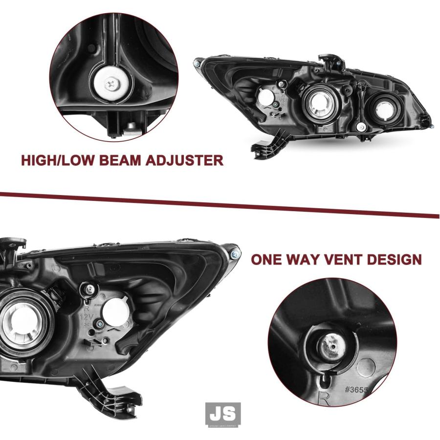 【並行輸入品】JSBOYAT ハロゲンヘッドライトアセンブリ 交換用 2014 2015 ホンダ シビック クーペ 2ドア ブラック ハウジング クリ
