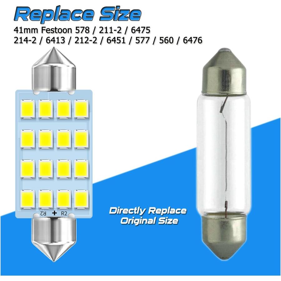 【並行輸入品】EBAIFUN 12V 578 6411 LED Bulb 41mm 42mm 1.61 inch Festoon 212-2 211-
