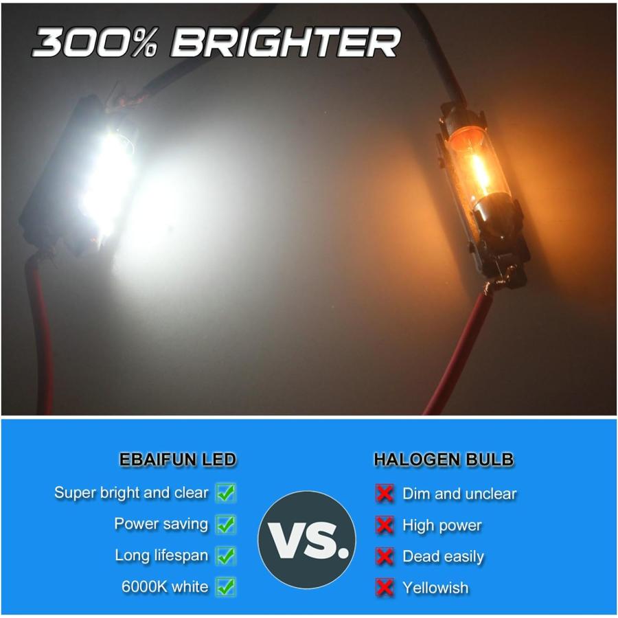 【並行輸入品】EBAIFUN 12V 578 6411 LED Bulb 41mm 42mm 1.61 inch Festoon 212-2 211-