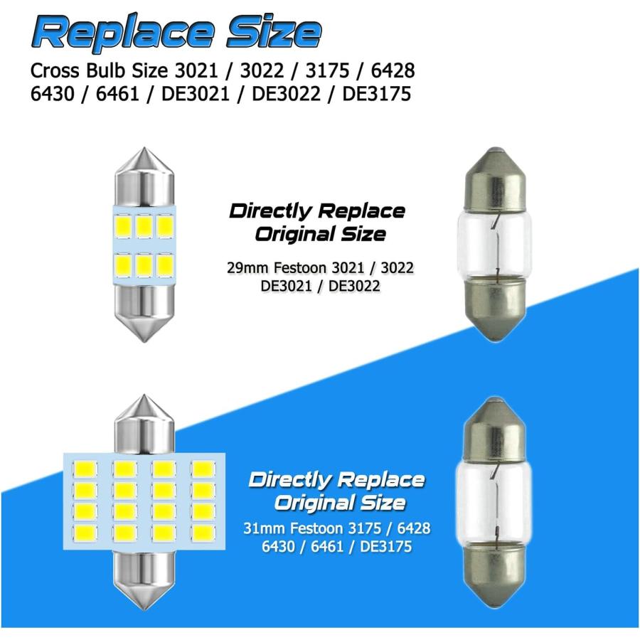 【並行輸入品】EBAIFUN 12V DE3175 DE3175LL LED Bulb 29mm 30mm 31mm Festoon 3175 DE3