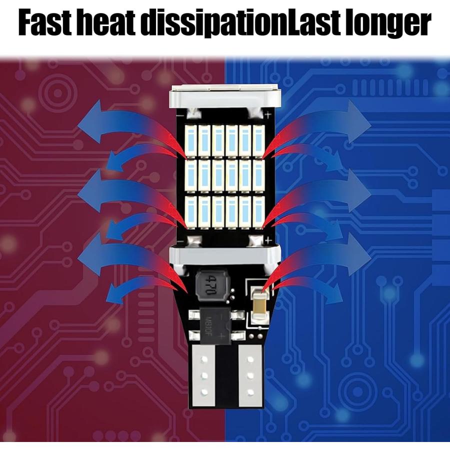 【並行輸入品】ZKFAR 4個 T15 4014 45SMD チップセット バックアップ リバース電球 Canbusエラーフリー ブレーキストップ カの画像