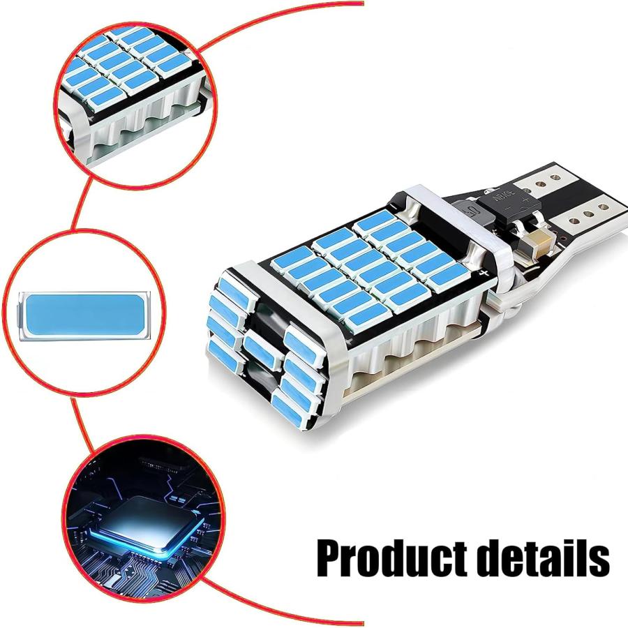 【並行輸入品】ZKFAR 4個 T15 4014 45SMD チップセット バックアップ リバース電球 Canbusエラーフリー ブレーキストップ カの画像