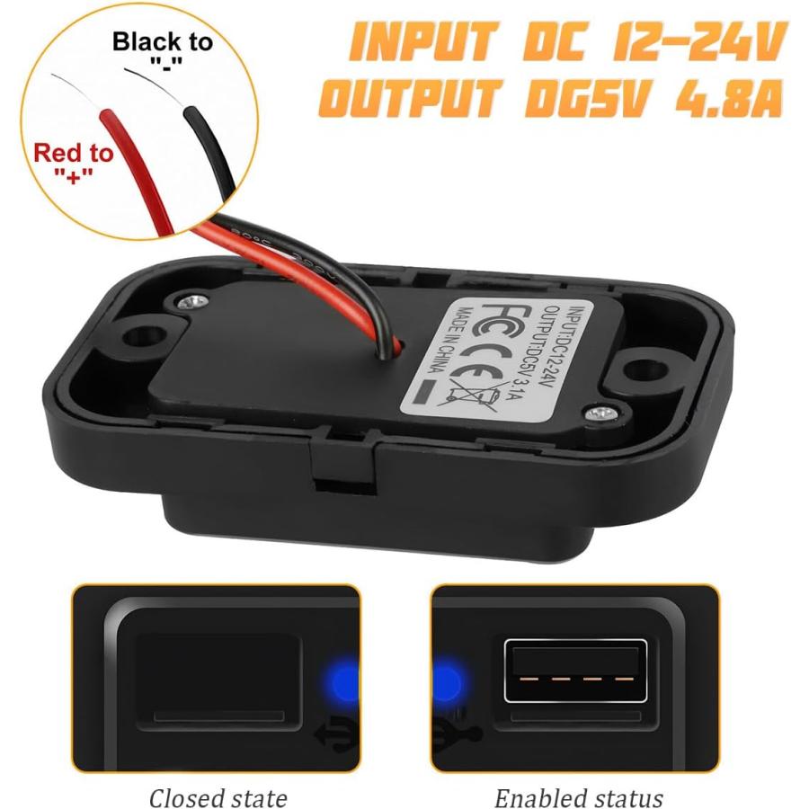 【並行輸入品】Ankuee 12V/24V RV USB Outlet  Dual Port QC3.0 and PD Type-C (USB C)の画像
