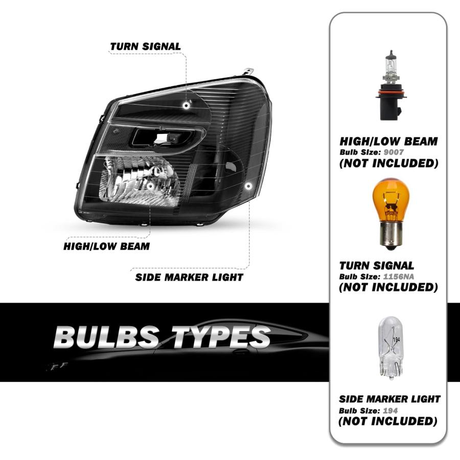 【並行輸入品】SOCKIR 2005 2006 2007 2008 2009 Chevy Equinox ヘッドライトアセンブリ 交換用 4ドア SU_1
