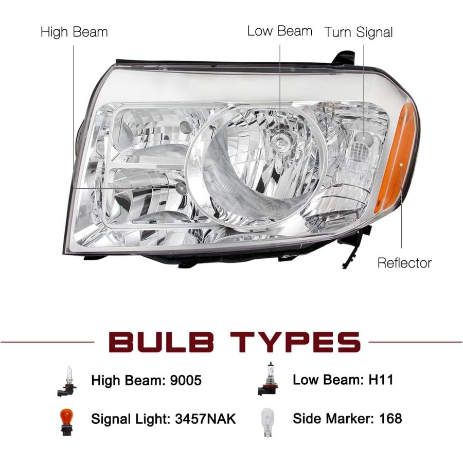【並行輸入品】JSBOYAT Headlight Assembly Pair Replacement for 2009 2010 2011 Honda