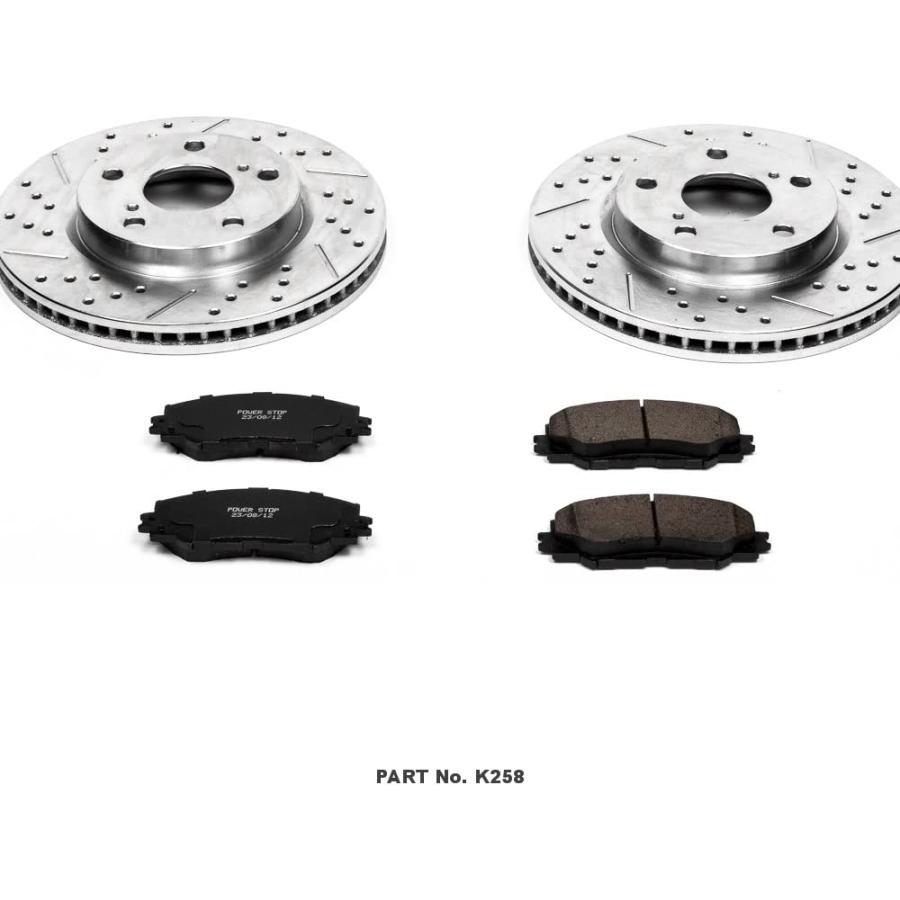 Power Stop K258 フロントブレーキキット ドリル/スロットブレーキローターとZ23エボリューションセラミックブレーキパッド付き