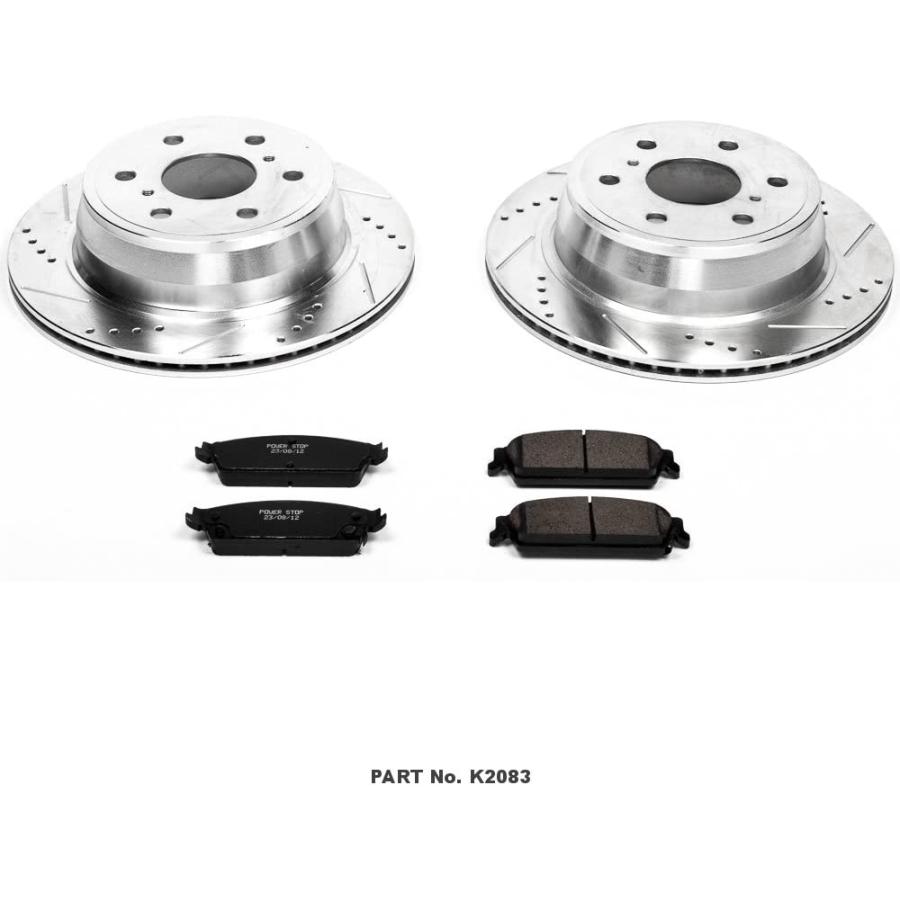 【並行輸入品】 パワーストップ K2083 リアブレーキキット ドリル/スロットブレーキローターとZ23 エボリューションセラミックブレーキパッド付き_1