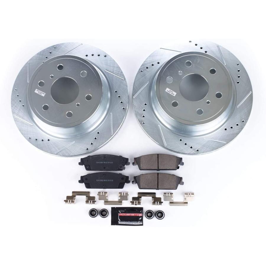 【並行輸入品】 パワーストップ K2083 リアブレーキキット ドリル/スロットブレーキローターとZ23 エボリューションセラミックブレーキパッド付き_2