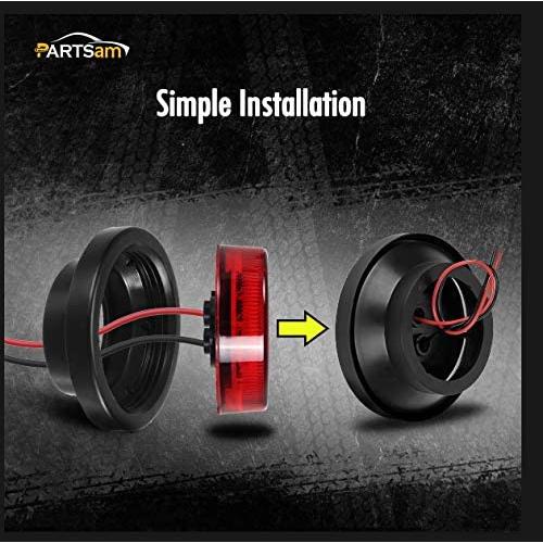 【並行輸入品】 Partsam 2 アンバー + 2 レッドトラックトレーラー 2.5インチ ラウンドサイドマーカー LED クリアランスライト 4L_2