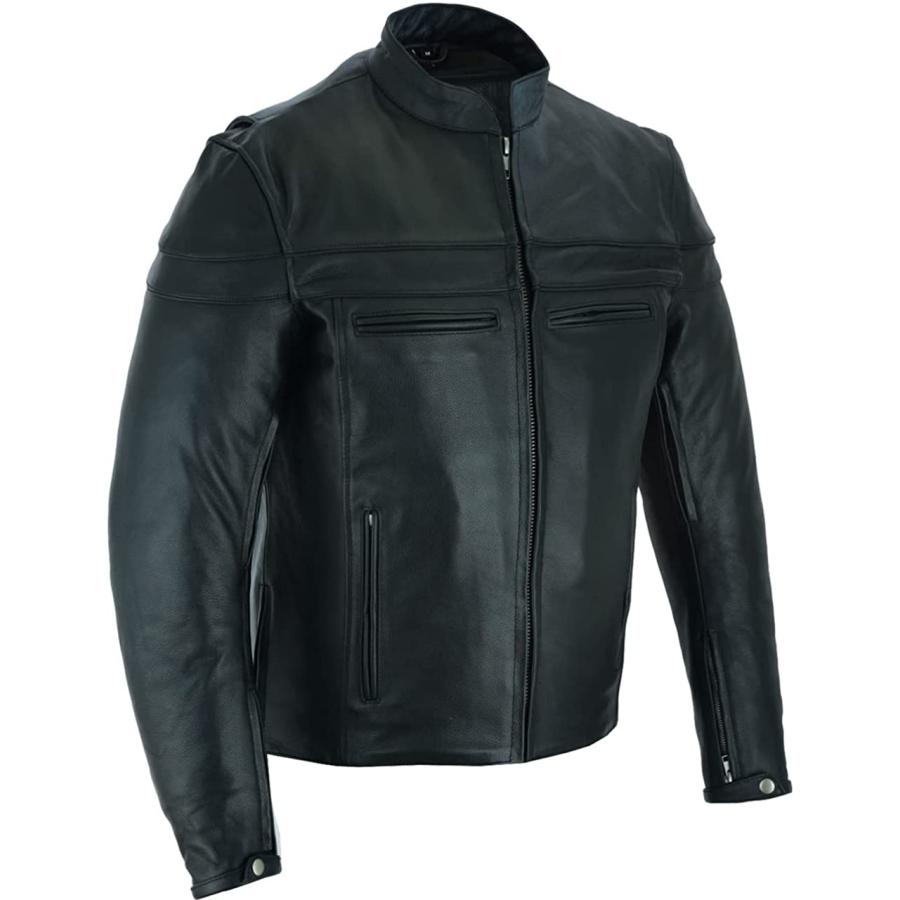 消防士長 Vance Leather メンズ プレミアム レザー レーサージャケット 通気口付き XX-Large ブラック VL531　並行輸入品