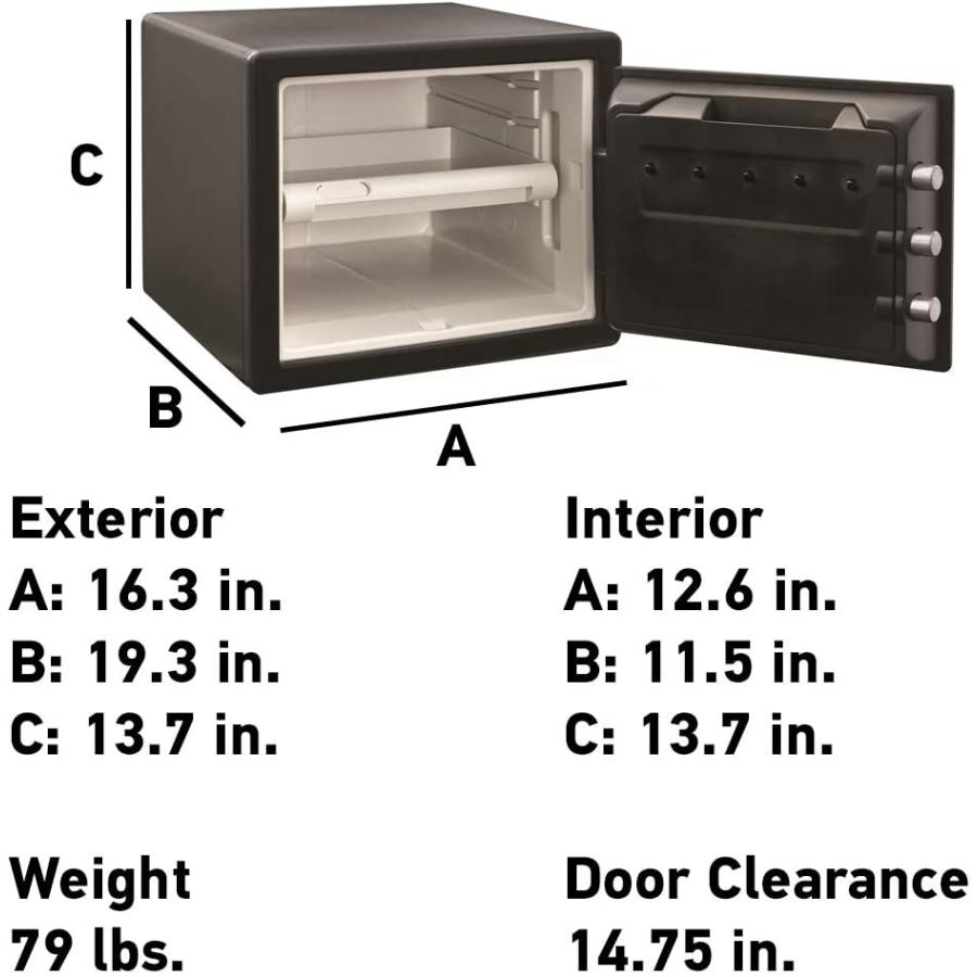 SentrySafe 耐火 防水 スチール製 ホーム金庫 ダイヤルコンビネーションロック付き 書類/ジュエリー/貴重品 0.82立方フィート 13.7 x 16.3 x 19.3インチ SFW0｜dep-good-choice｜05