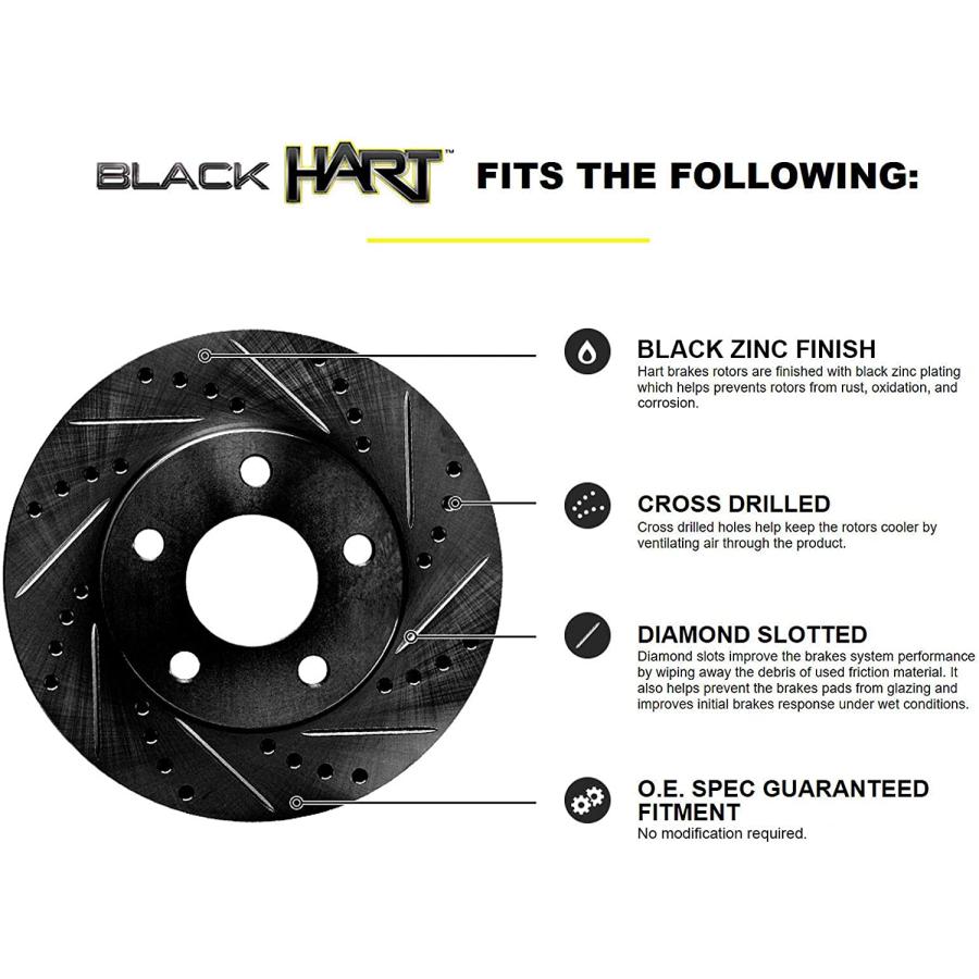 Hart Brakes Front Brakes and Rotors Kit Front Brake Pads Brake Rotors
