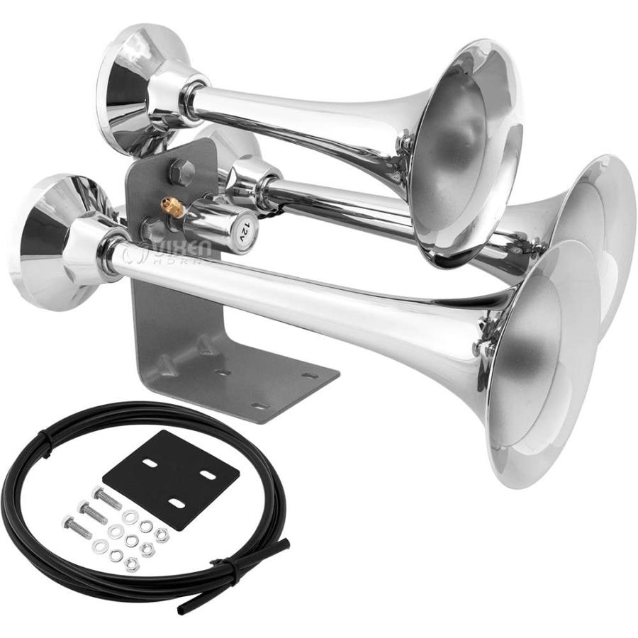 Vixen Horns Train Horn for Truck/Car. 3 Air Horn Chrome Plated Heavy