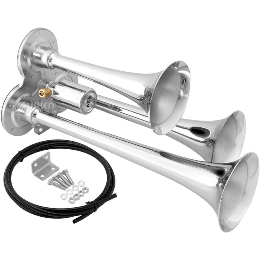 Vixen Horns Train Horn for Truck/Car. 3 Air Horn Chrome Plated Trumpets