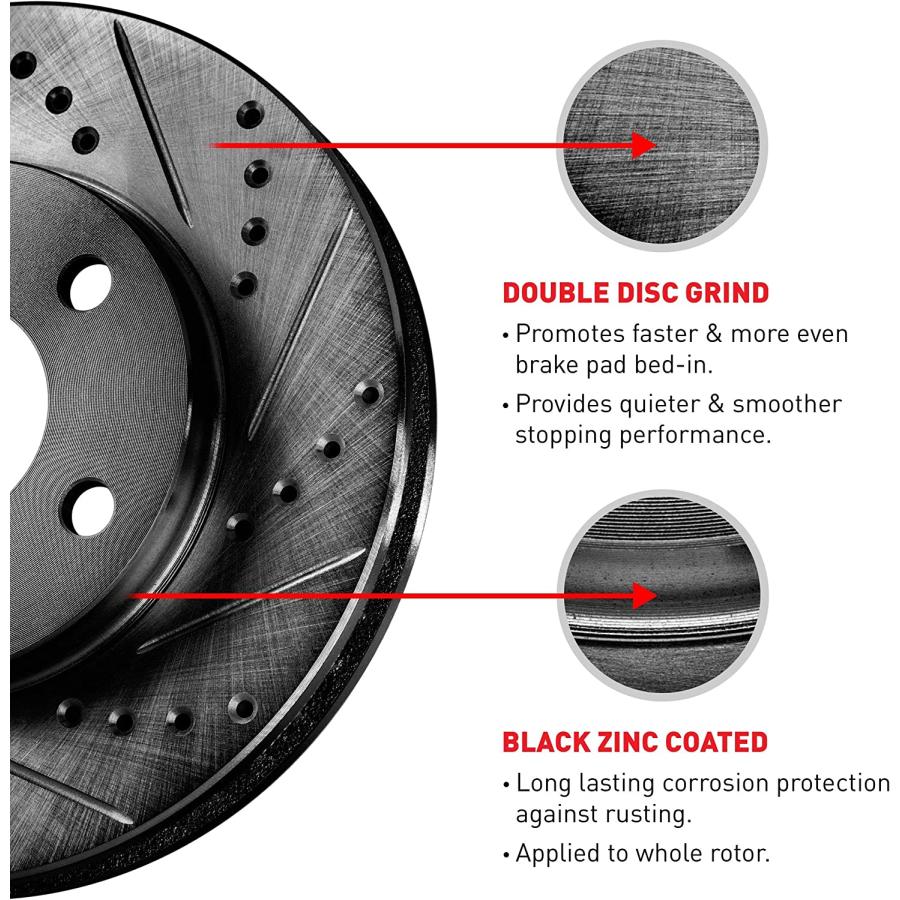 【並行輸入品】 R1 Concepts Rear Brakes and Rotors Kit |Rear Brake Pads| Brake Roto_4