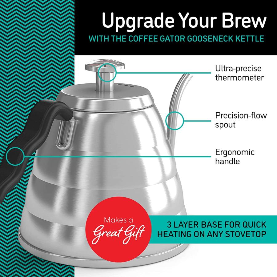 POUR OVER Coffee Kettle 1.2L - Stop Burning Your Beans - THERMOMETER Built-｜dep-good-choice｜02