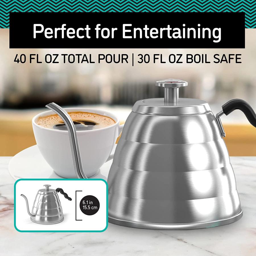 POUR OVER Coffee Kettle 1.2L - Stop Burning Your Beans - THERMOMETER Built-｜dep-good-choice｜03