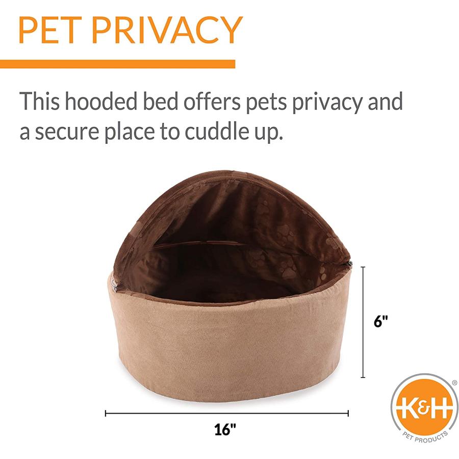 K&H Pet Products Self-Warming Kitty Bed Hooded Pet Bed for Cats or Dogs Chocolate/Tan Small 16 Inches　並行輸入品｜dep-good-choice｜03