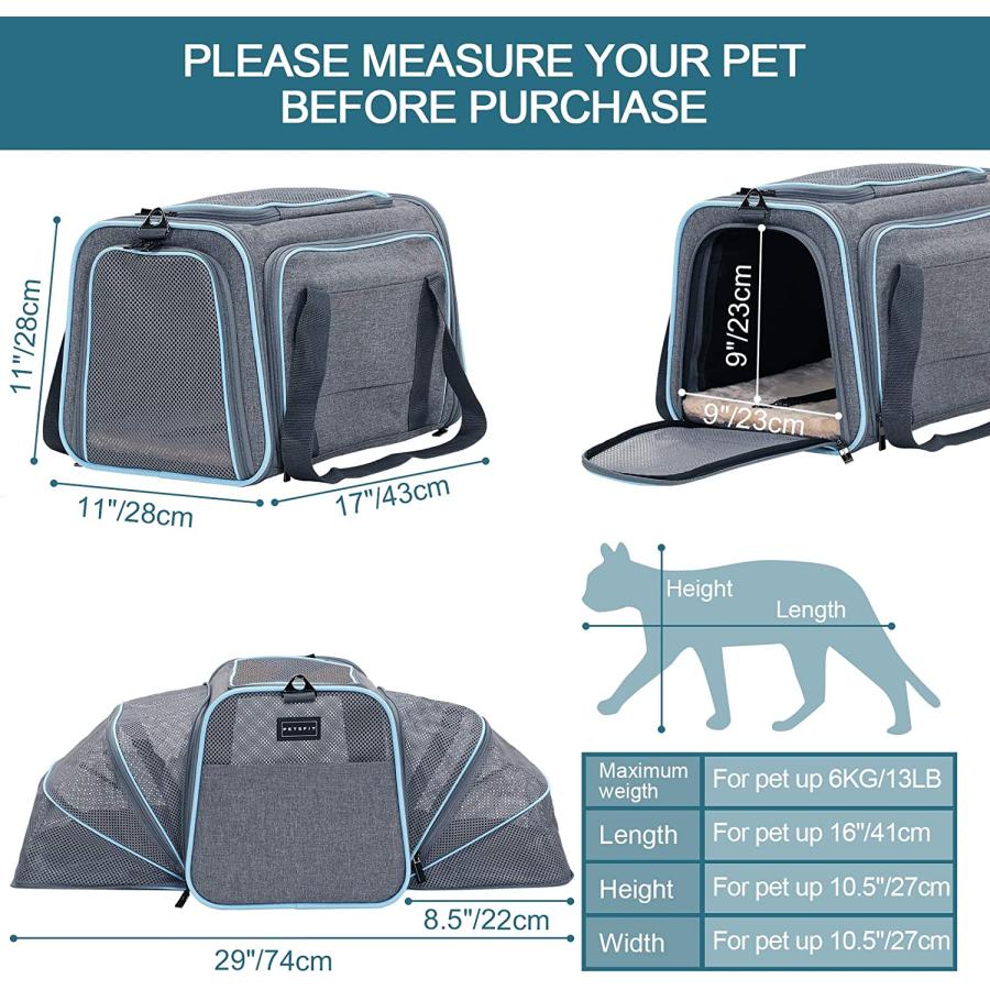 【並行輸入品】 Petsfit Expandable Large Cat Carrier Small Dog Carriers  Airline Ap_2