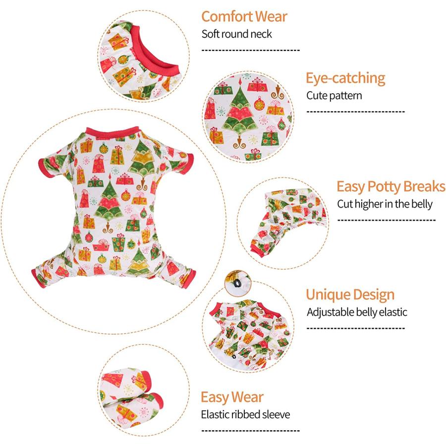 【並行輸入品】 CuteBone Dog Pajamas Christmas Tree Dog Apparel Dog Jumpsuit Pet Cl_1