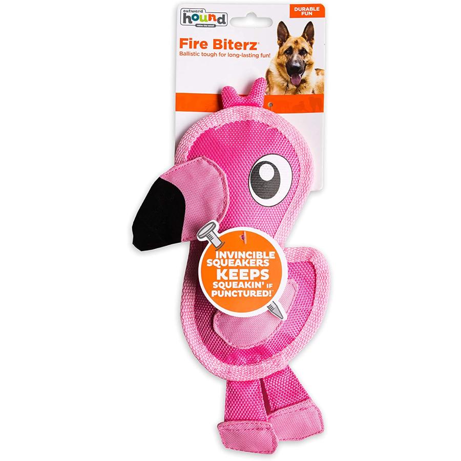 【並行輸入品】 Outward Hound Fire Biterz Flamingo Plush Firehouse Material Interac_1