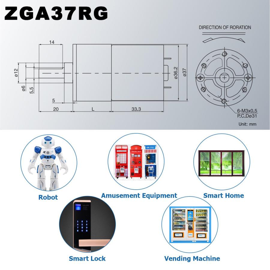 【並行輸入品】 Greartisan DC 12V 550RPM Gear Motor High Torque Electric Micro ...