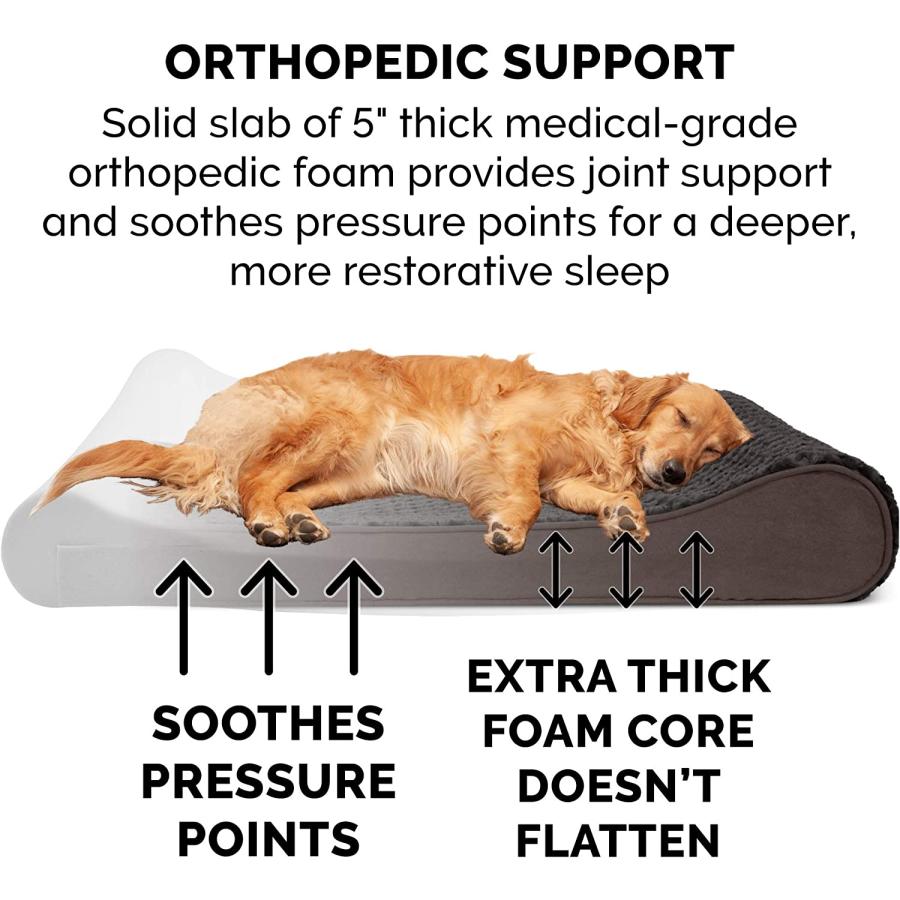 最高 Furhaven Medium Orthopedic Dog Bed Ultra Plush Faux Fur & Suede Luxe Lounger w/ Removable Washable Cover - Chocolate Medium　並行輸入品