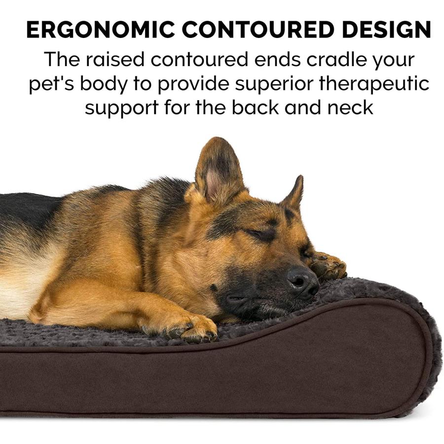 最高 Furhaven Medium Orthopedic Dog Bed Ultra Plush Faux Fur & Suede Luxe Lounger w/ Removable Washable Cover - Chocolate Medium　並行輸入品