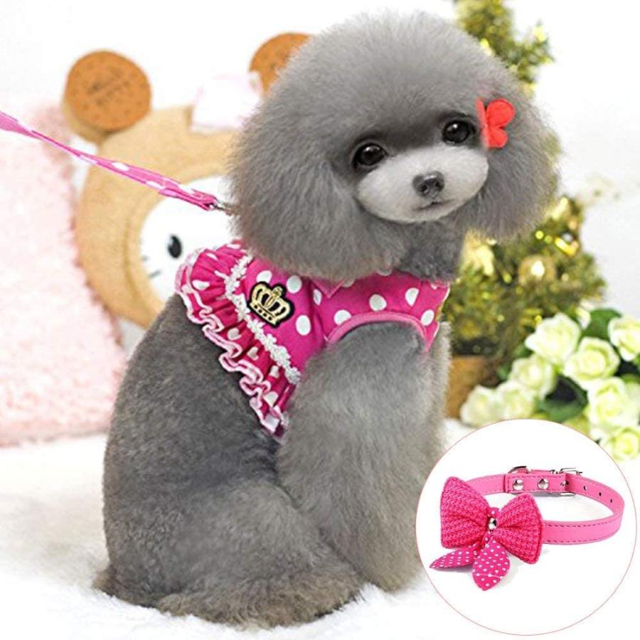 【並行輸入品】 Cute Small Dog Harness Ladies Polka Dots Dog Vest Harness Set with_8
