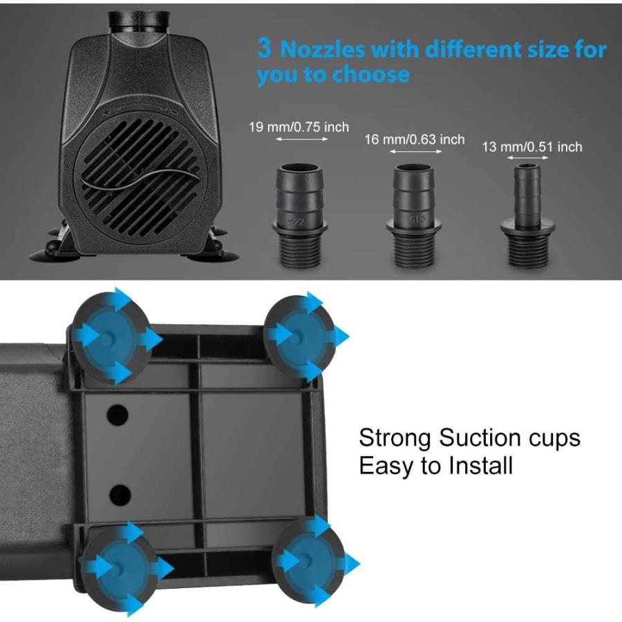 KEDSUM 40W 水中ポンプ ウォーターポンプ 吐出量2100L/H 最大