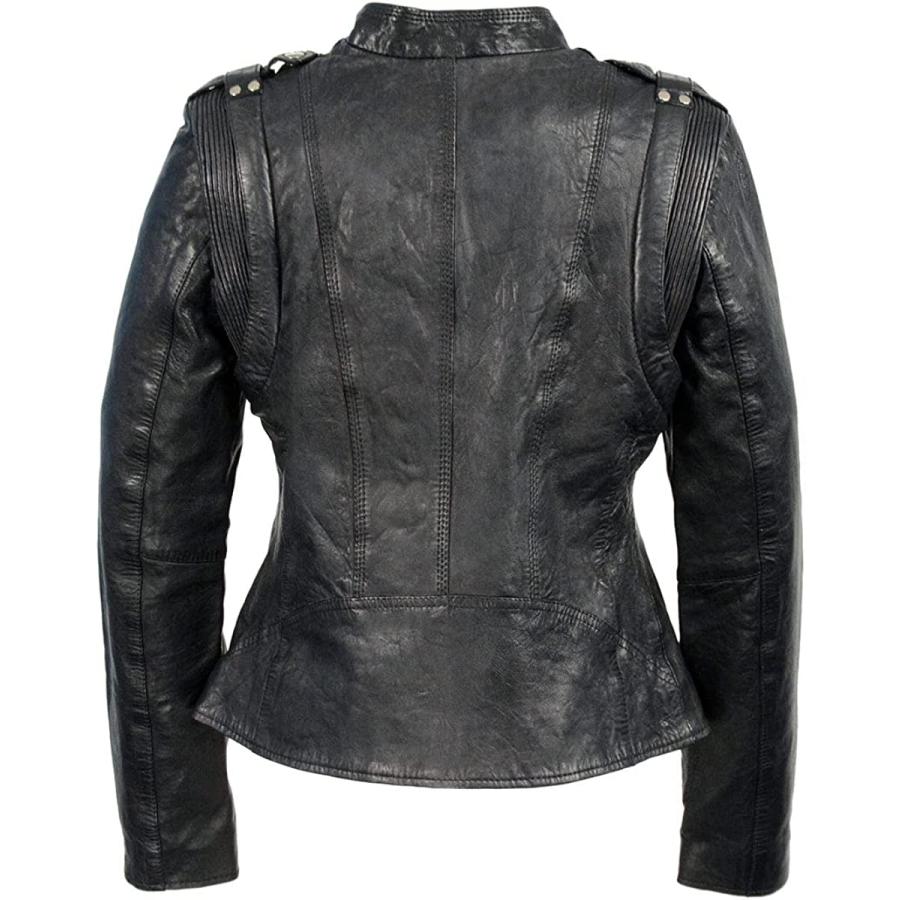 【並行輸入品】 MilwaukeeレザーWomen 's Mandarin Scuba Collar Jacket with Quilted肩とS、xの画像