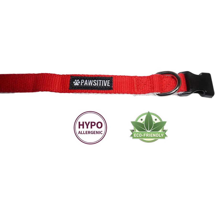 【並行輸入品】 Pawsitive Hemp Dog Collar - Red Dog Collar - We Donate a Collar for_2