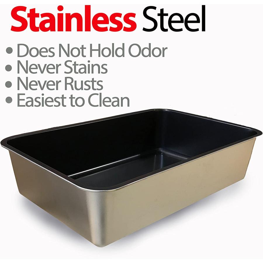 【並行輸入品】 iPrimio Cat Litter Box Non-Stick Plated Stainless Steel XL Litter P_2