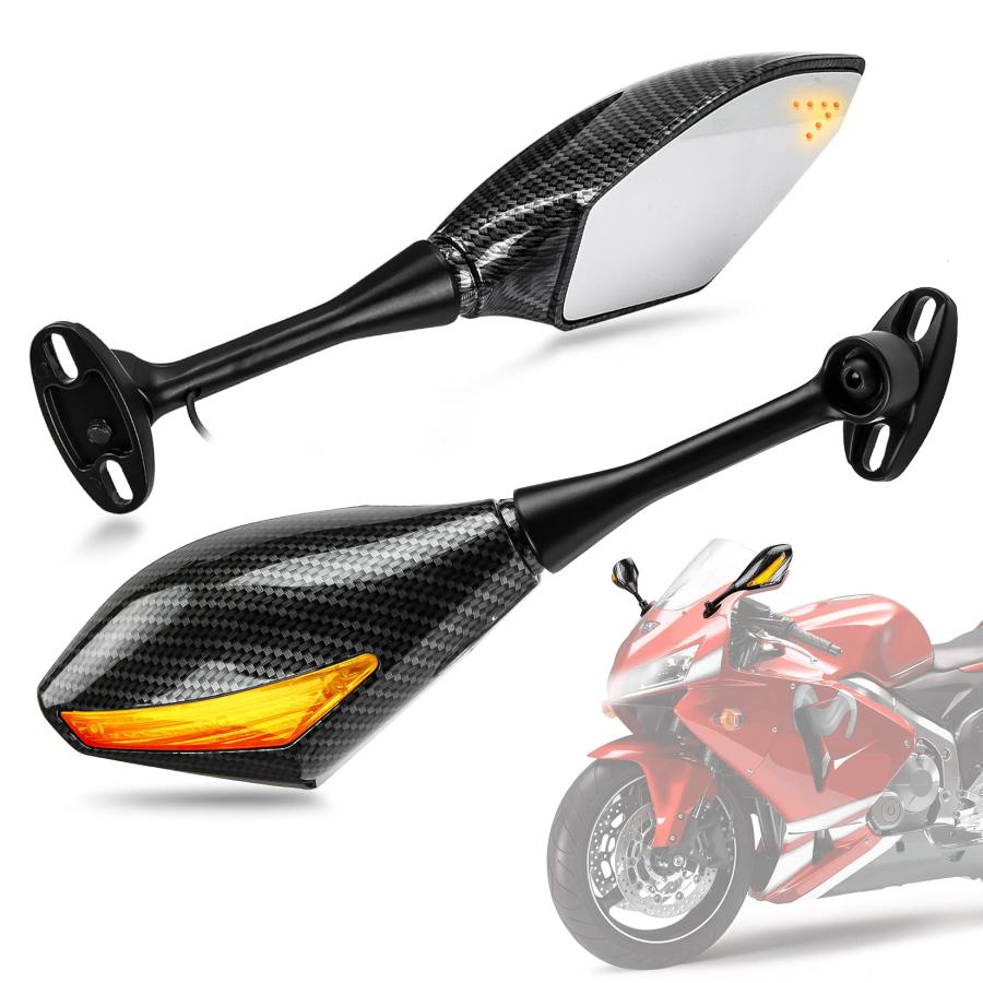 並行輸入品】 バイクミラー ウインカー機能付き 左右セット 軽量