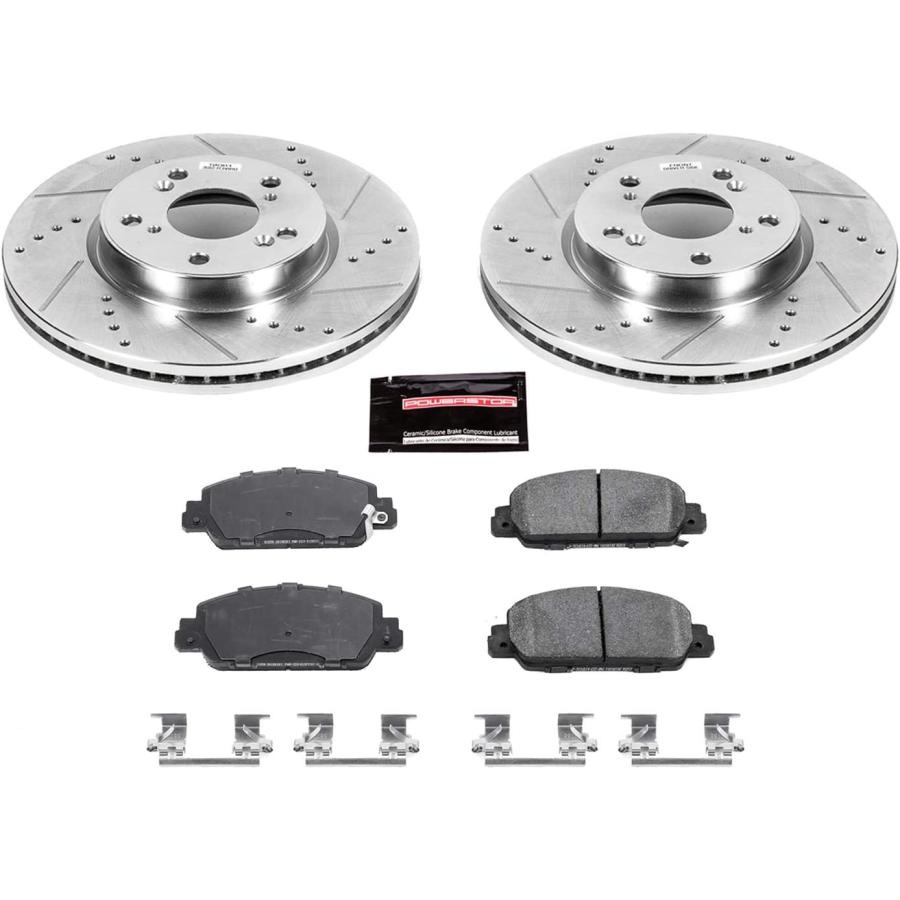 【並行輸入品】 Power Stop K6777 Front Z23 Carbon Fiber Brake Pads with Drilled & S