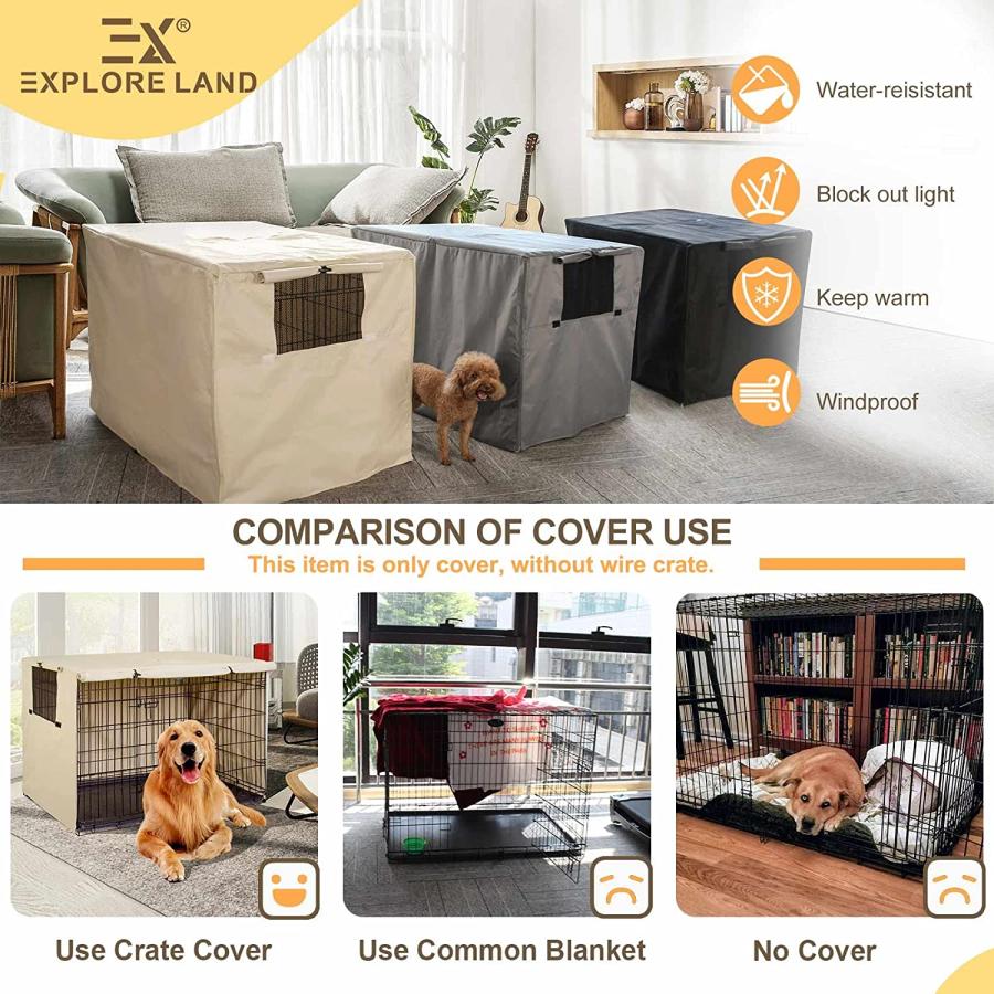 【並行輸入品】 Explore Land 36 inches Dog Crate Cover - Durable Polyester Pet Kennの画像