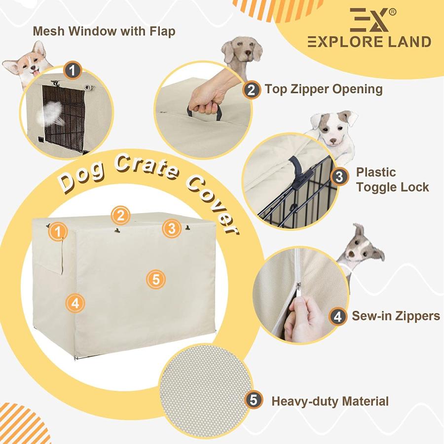 【並行輸入品】 Explore Land 36 inches Dog Crate Cover - Durable Polyester Pet Kennの画像