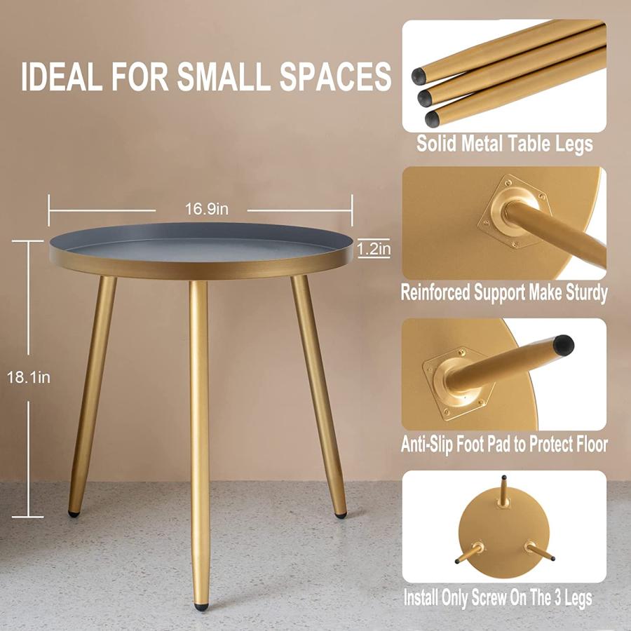 Round Side Table  Metal End Table  Nightstand/Small Tables for Living Room｜dep-good-choice｜05